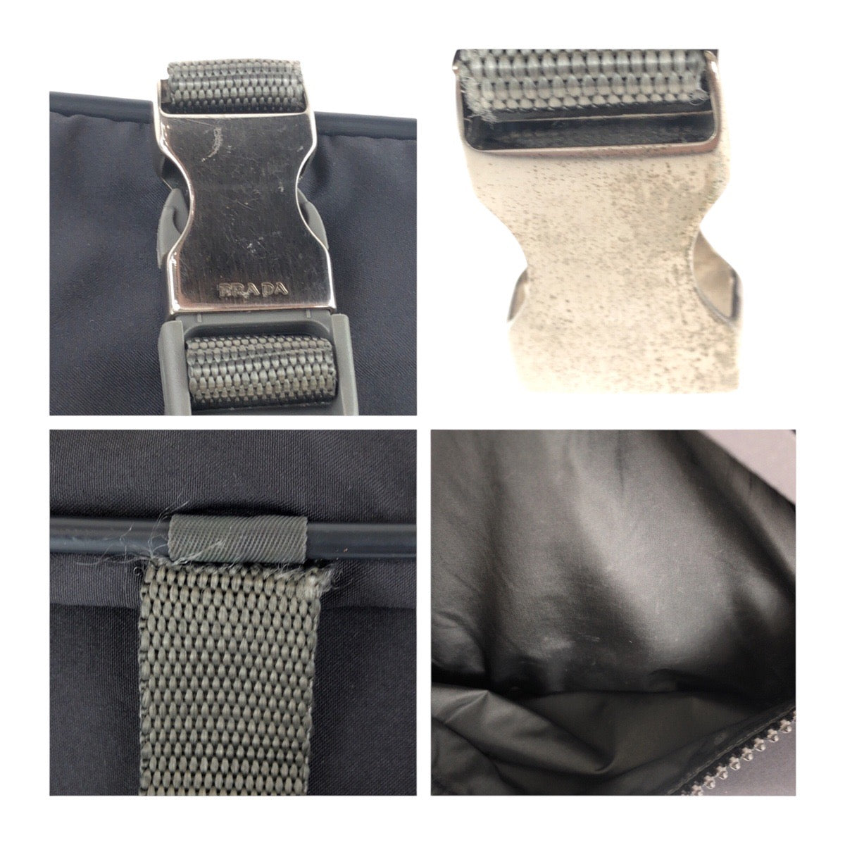 20121
PRADA プラダ スポーツ ブラック 黒 グレー シルバー金具 ナイロン ショルダーバッグ メッセンジャーバッグ メンズ AB22