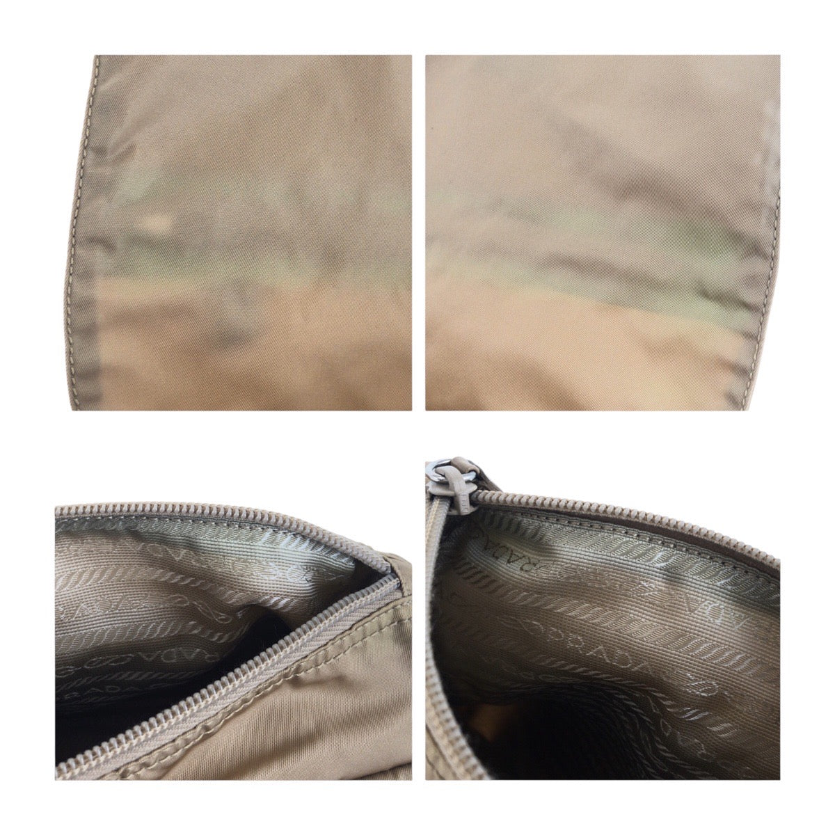 20122
PRADA プラダ テスート 三角ロゴプレート ベージュ シルバー金具 ナイロン ショルダーバッグ メッセンジャーバッグ レディース AB28