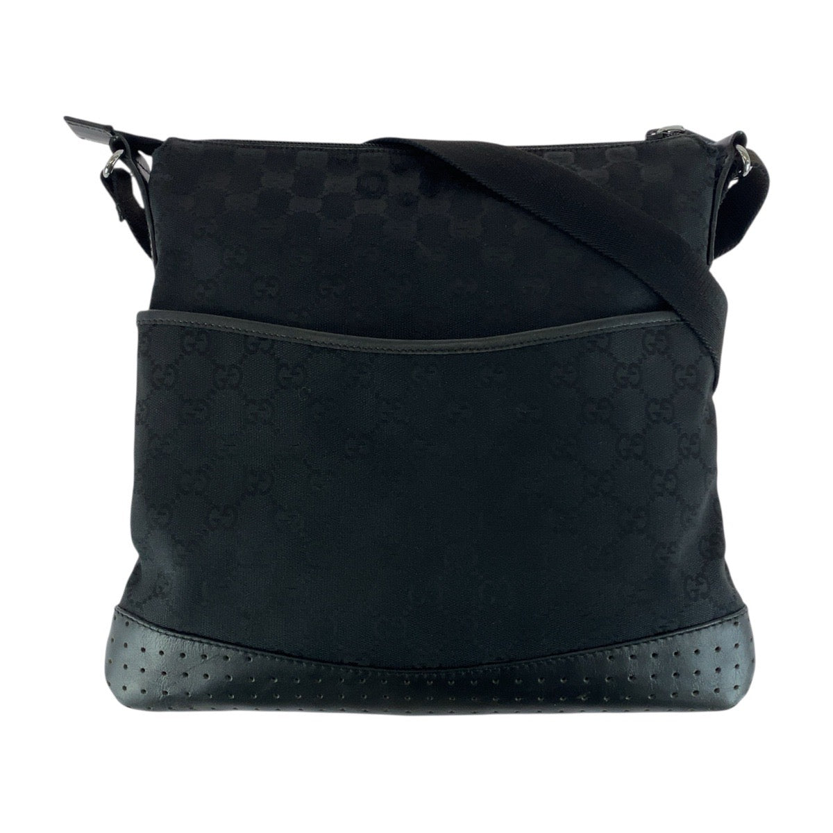 20124
GUCCI グッチ ブラック 黒 シルバー金具 GGキャンバス / レザー 145857 ショルダーバッグ メッセンジャーバッグ レディース AB21