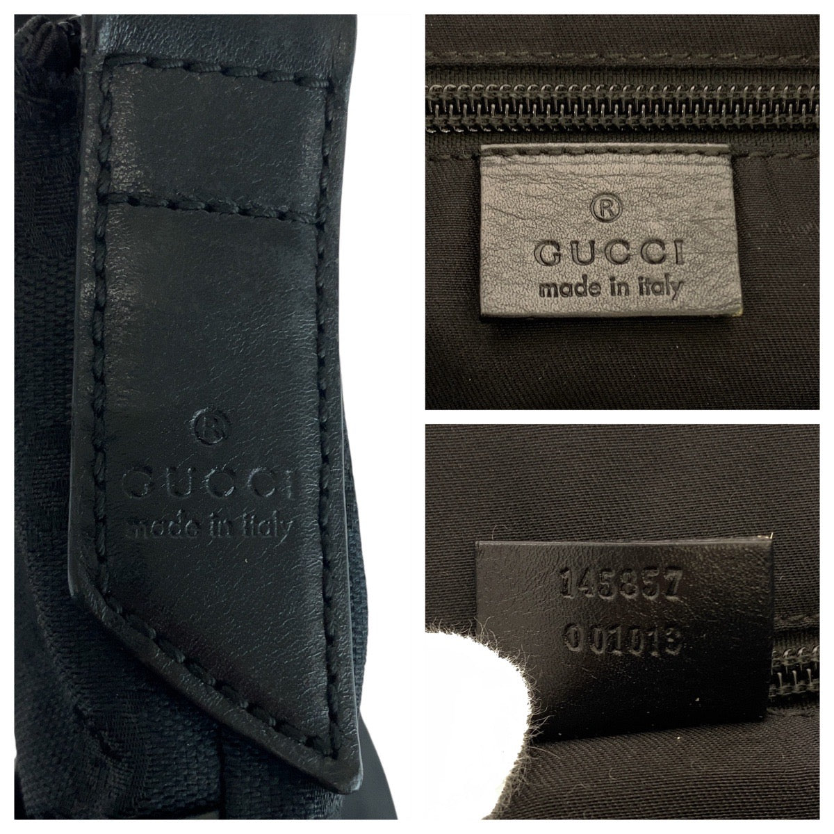 20124
GUCCI グッチ ブラック 黒 シルバー金具 GGキャンバス / レザー 145857 ショルダーバッグ メッセンジャーバッグ レディース AB21