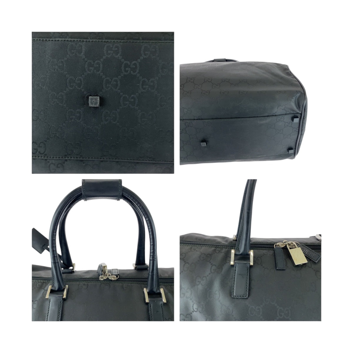 20126
GUCCI グッチ GG柄 ブラック 黒 シルバー金具 ナイロン 012 0383 ボストンバッグ 男女兼用 レディース ABP42