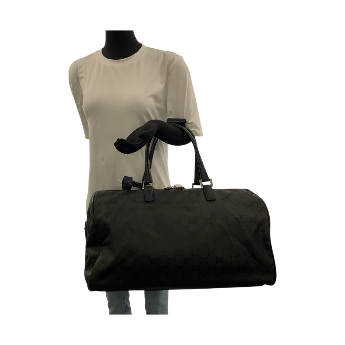 20126
GUCCI グッチ GG柄 ブラック 黒 シルバー金具 ナイロン 012 0383 ボストンバッグ 男女兼用 レディース ABP42