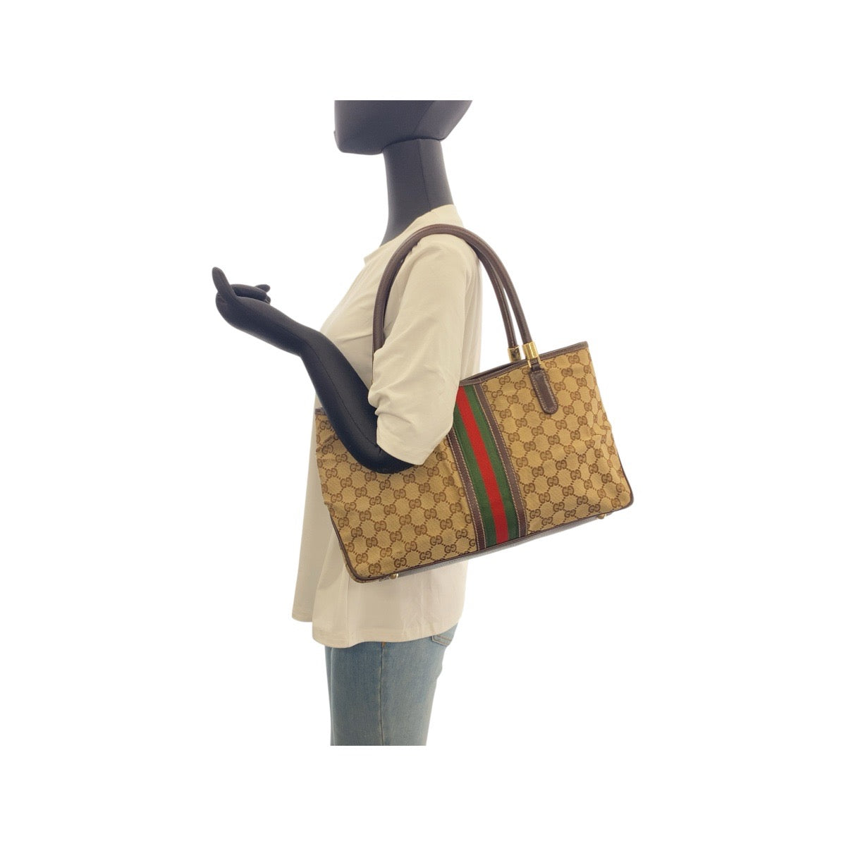 20128
GUCCI グッチ シェリーライン ベージュ アイボリー ブラウン GGキャンバス / レザー 161717 トートバッグ ショルダーバッグ レディース AB24