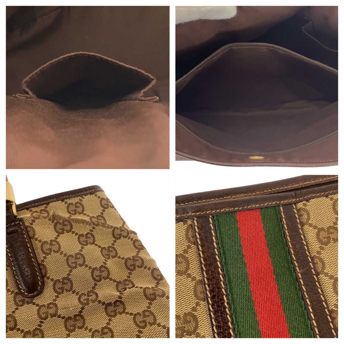 20128
GUCCI グッチ シェリーライン ベージュ アイボリー ブラウン GGキャンバス / レザー 161717 トートバッグ ショルダーバッグ レディース AB24