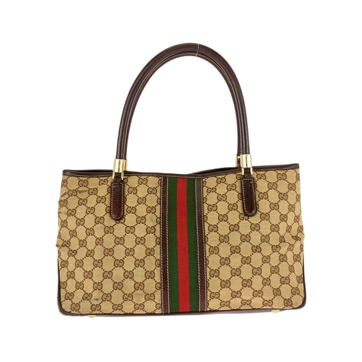 20128
GUCCI グッチ シェリーライン ベージュ アイボリー ブラウン GGキャンバス / レザー 161717 トートバッグ ショルダーバッグ レディース AB24