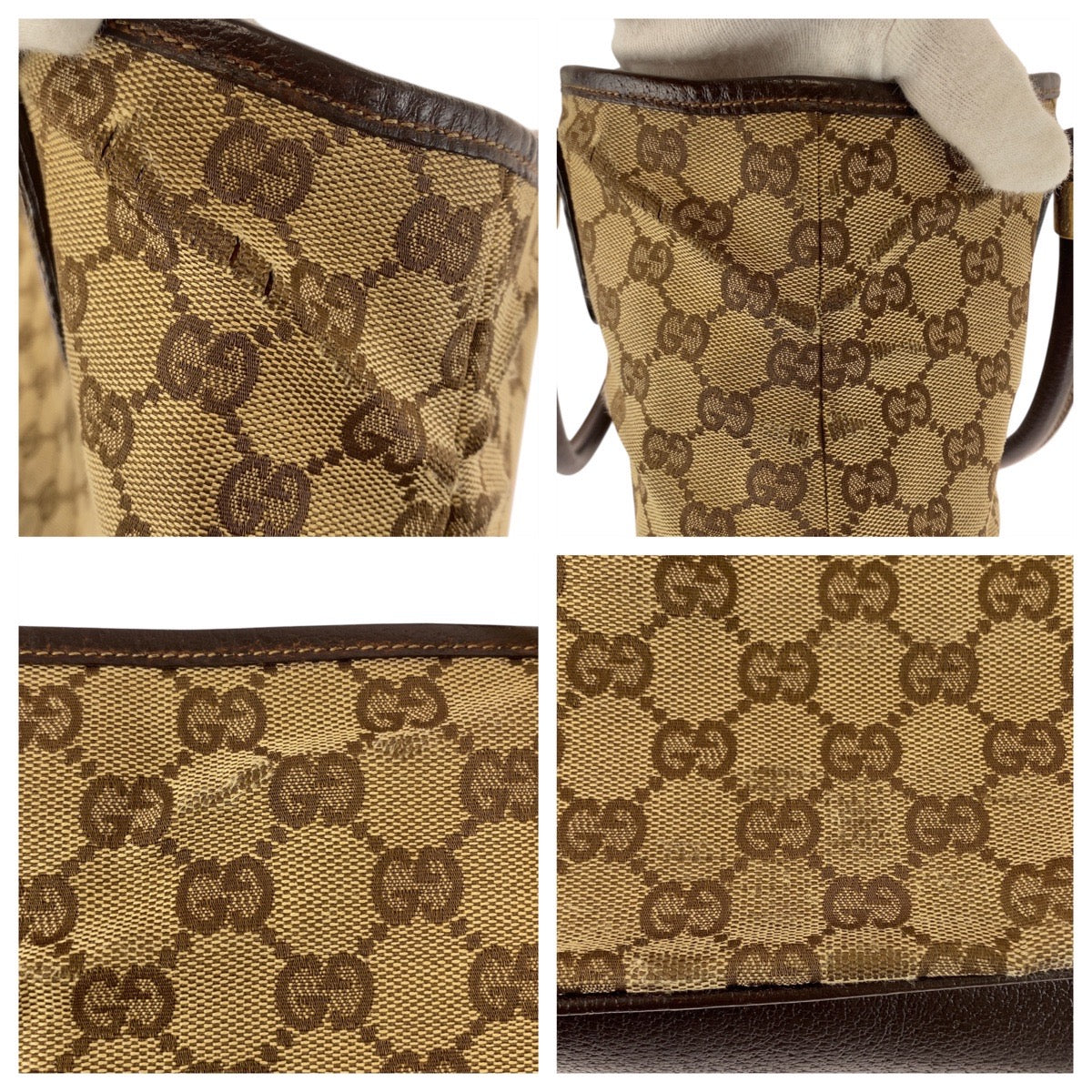 20128
GUCCI グッチ シェリーライン ベージュ アイボリー ブラウン GGキャンバス / レザー 161717 トートバッグ ショルダーバッグ レディース AB24