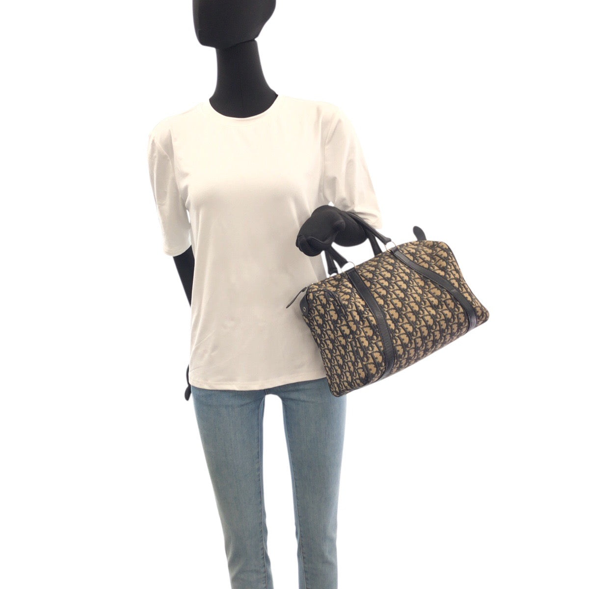 20131
Dior ディオール ヴィンテージ トロッター ネイビー ベージュ シルバー金具 キャンバス / レザー ハンドバッグ ボストンバッグ レディース AB36
