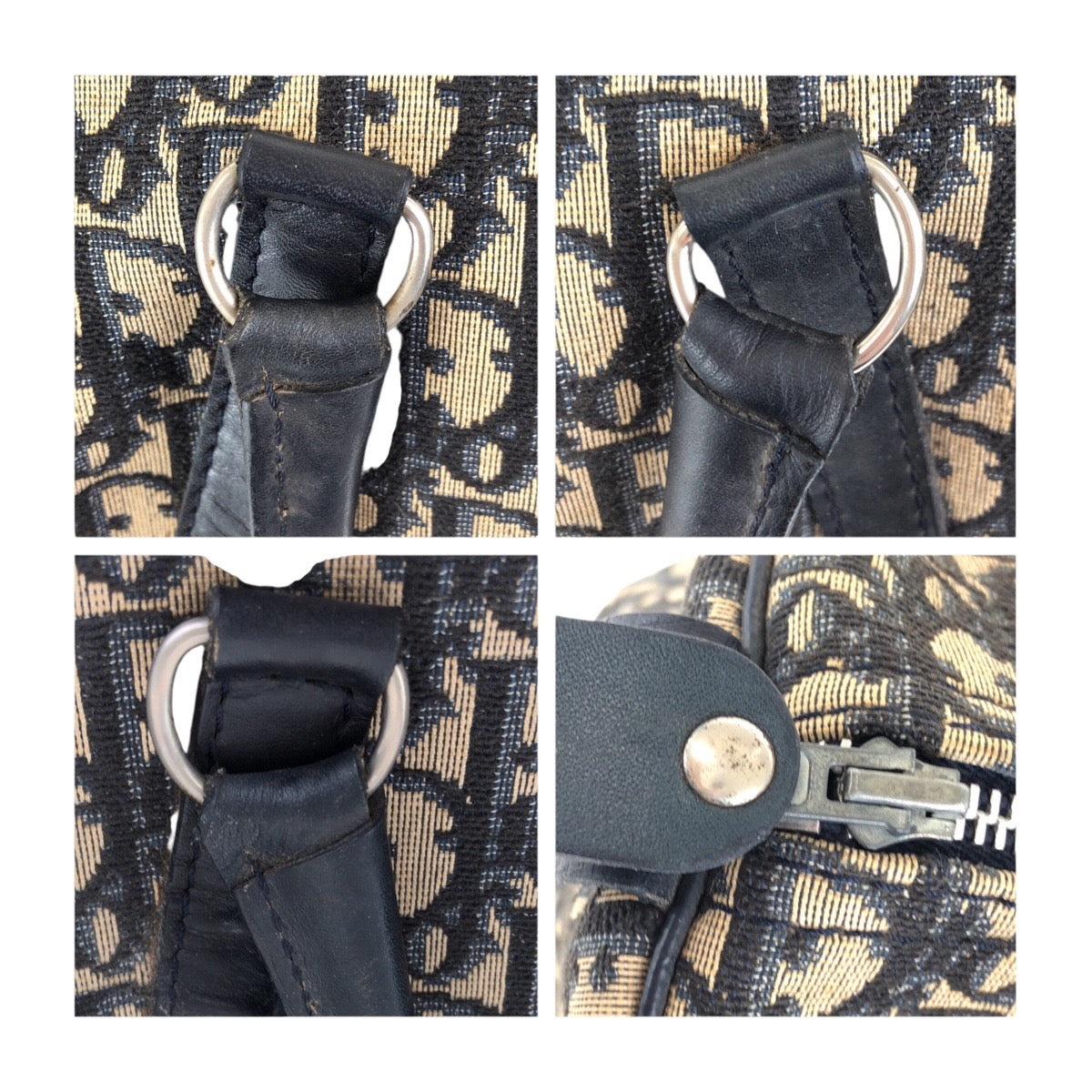20131
Dior ディオール ヴィンテージ トロッター ネイビー ベージュ シルバー金具 キャンバス / レザー ハンドバッグ ボストンバッグ レディース AB36