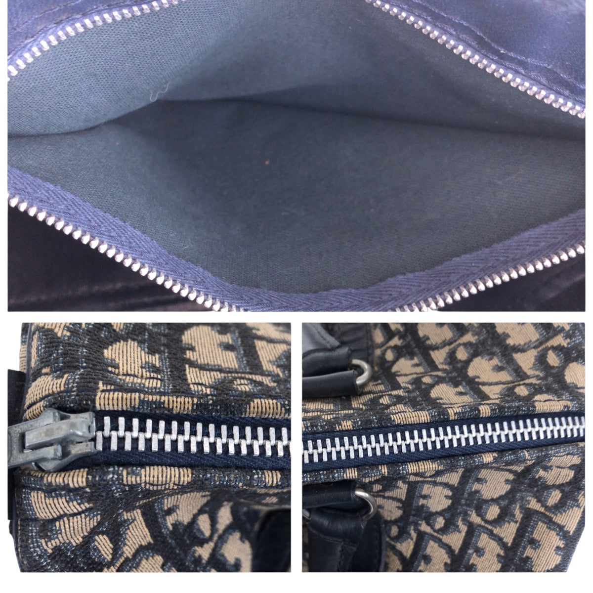 20131
Dior ディオール ヴィンテージ トロッター ネイビー ベージュ シルバー金具 キャンバス / レザー ハンドバッグ ボストンバッグ レディース AB36
