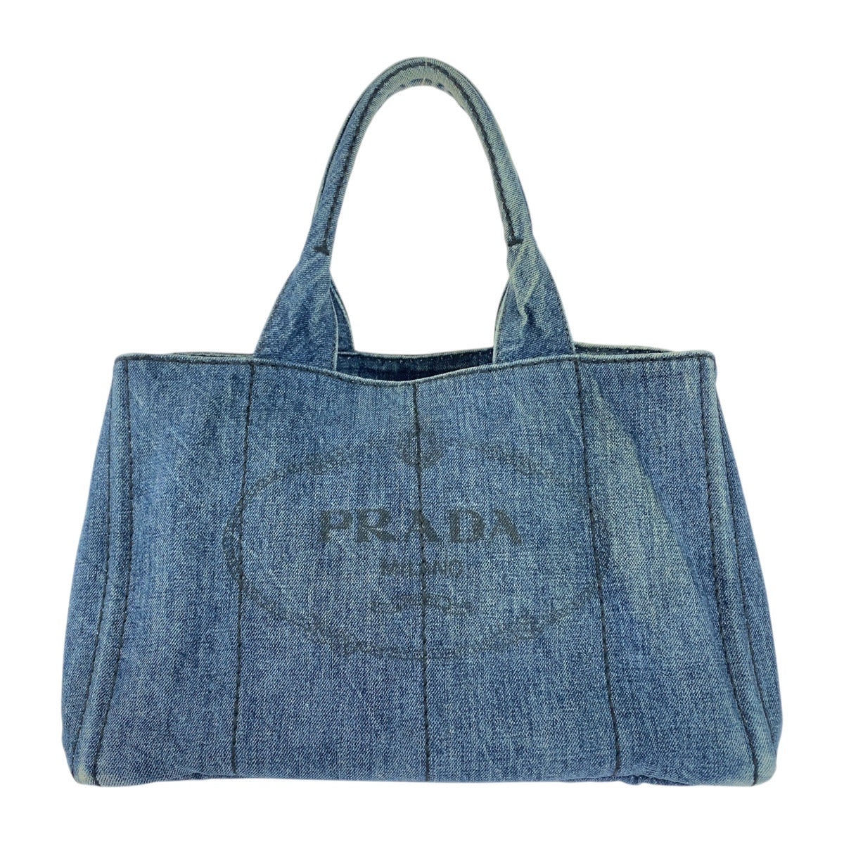 20132
PRADA プラダ カナパ 三角ロゴプレート ブルー ゴールド金具 キャンバス トートバッグ ハンドバッグ レディース AB35