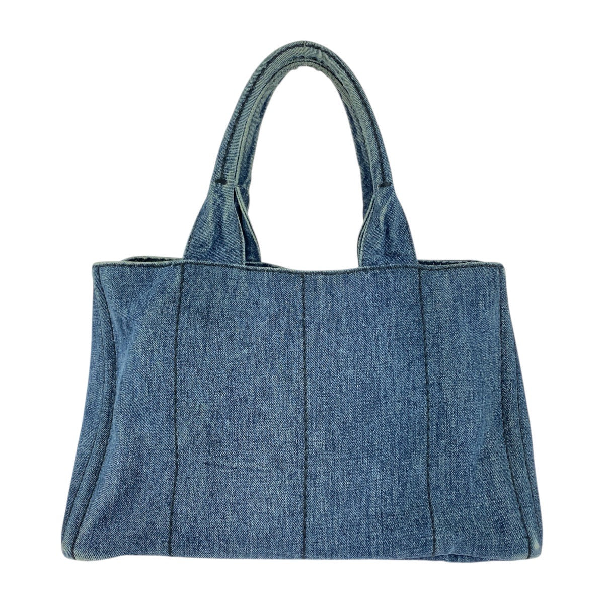 20132
PRADA プラダ カナパ 三角ロゴプレート ブルー ゴールド金具 キャンバス トートバッグ ハンドバッグ レディース AB35