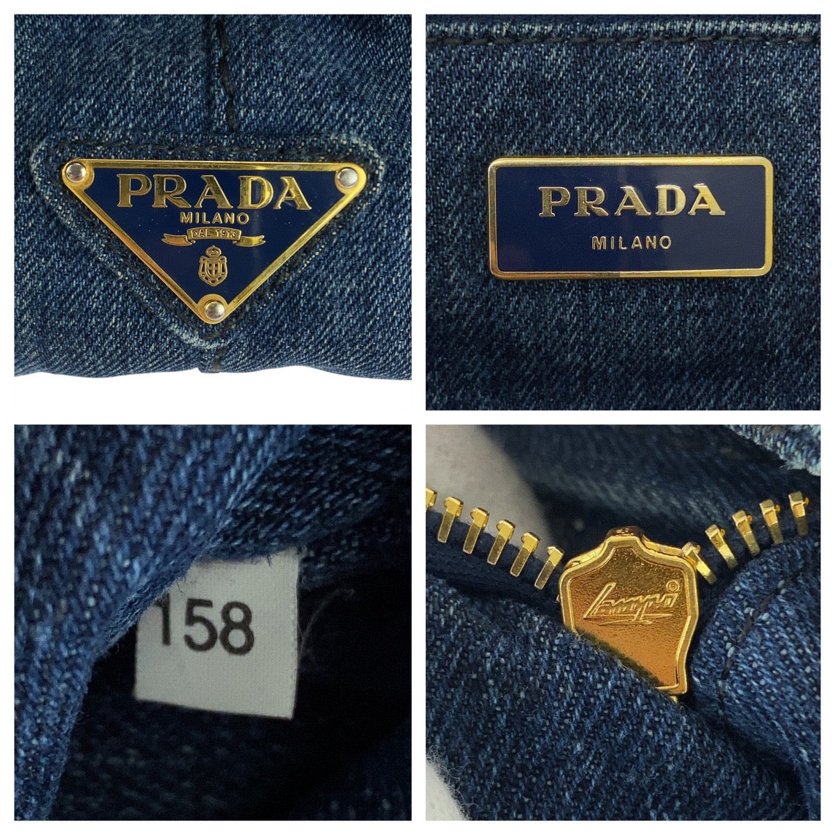 20132
PRADA プラダ カナパ 三角ロゴプレート ブルー ゴールド金具 キャンバス トートバッグ ハンドバッグ レディース AB35