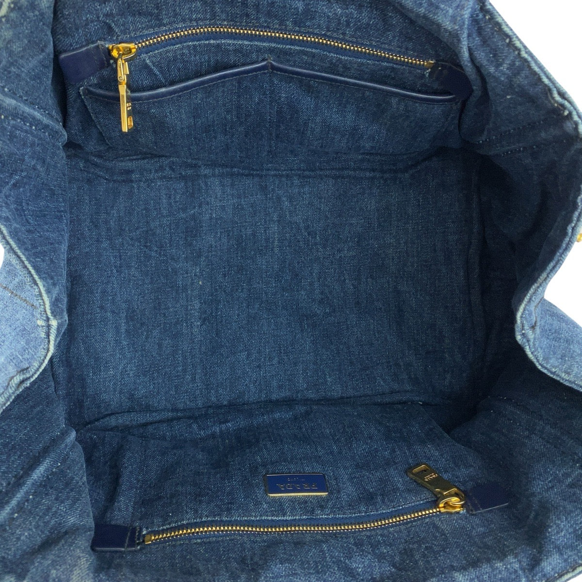 20132
PRADA プラダ カナパ 三角ロゴプレート ブルー ゴールド金具 キャンバス トートバッグ ハンドバッグ レディース AB35