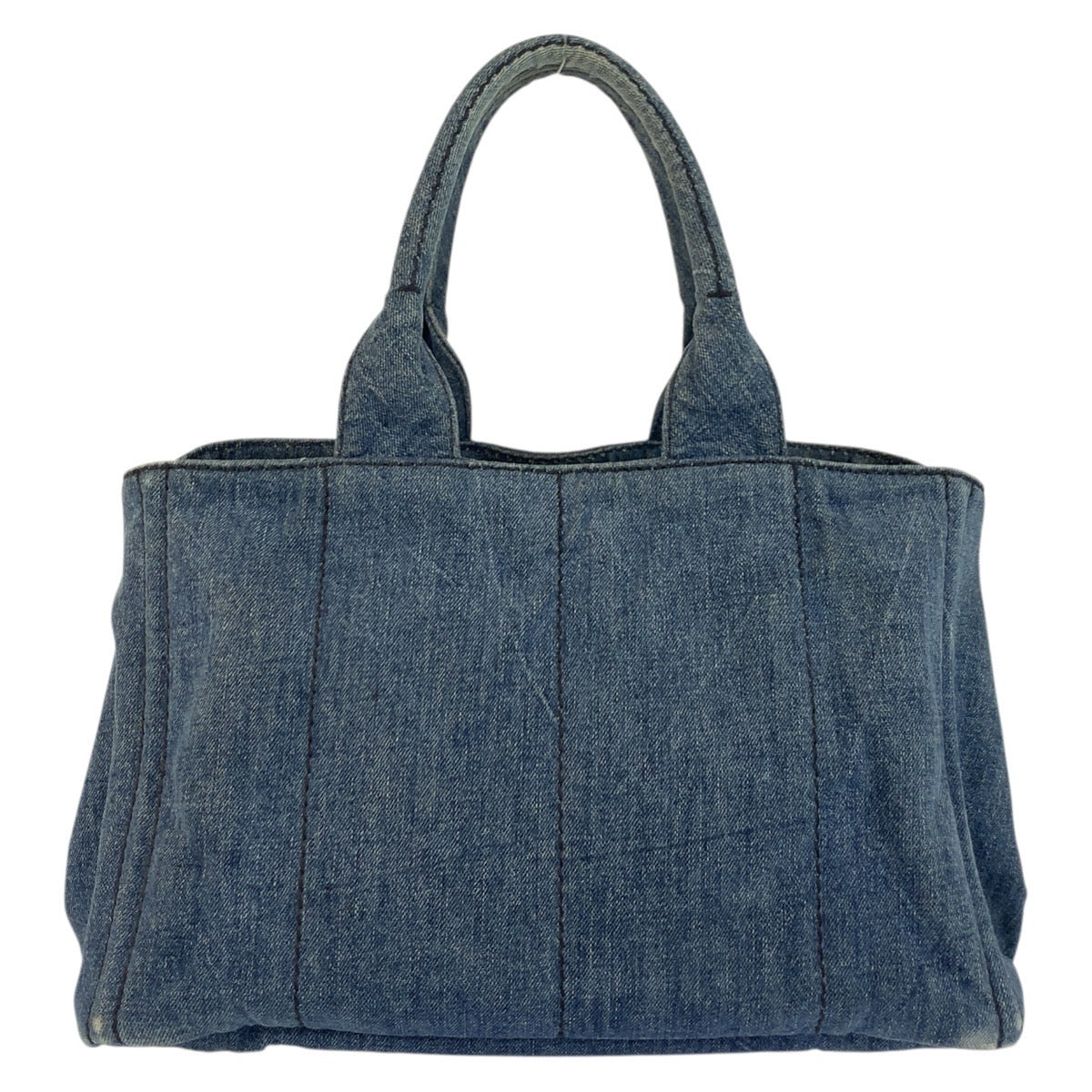 20133
PRADA プラダ カナパ 三角ロゴプレート ブルー ゴールド金具 キャンバス トートバッグ ハンドバッグ レディース AB35