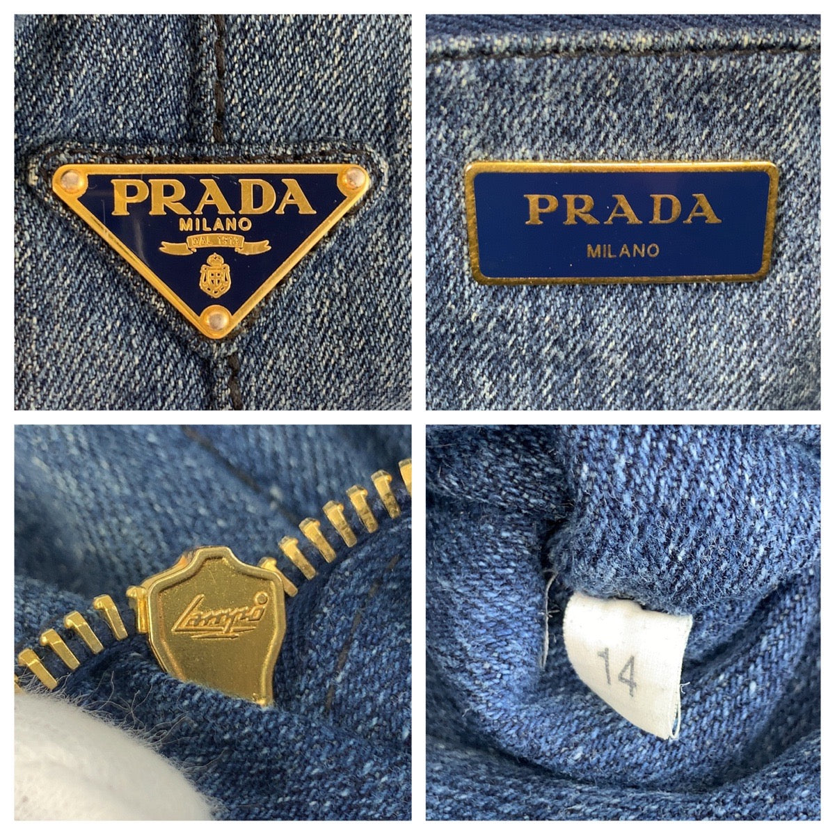 20133
PRADA プラダ カナパ 三角ロゴプレート ブルー ゴールド金具 キャンバス トートバッグ ハンドバッグ レディース AB35