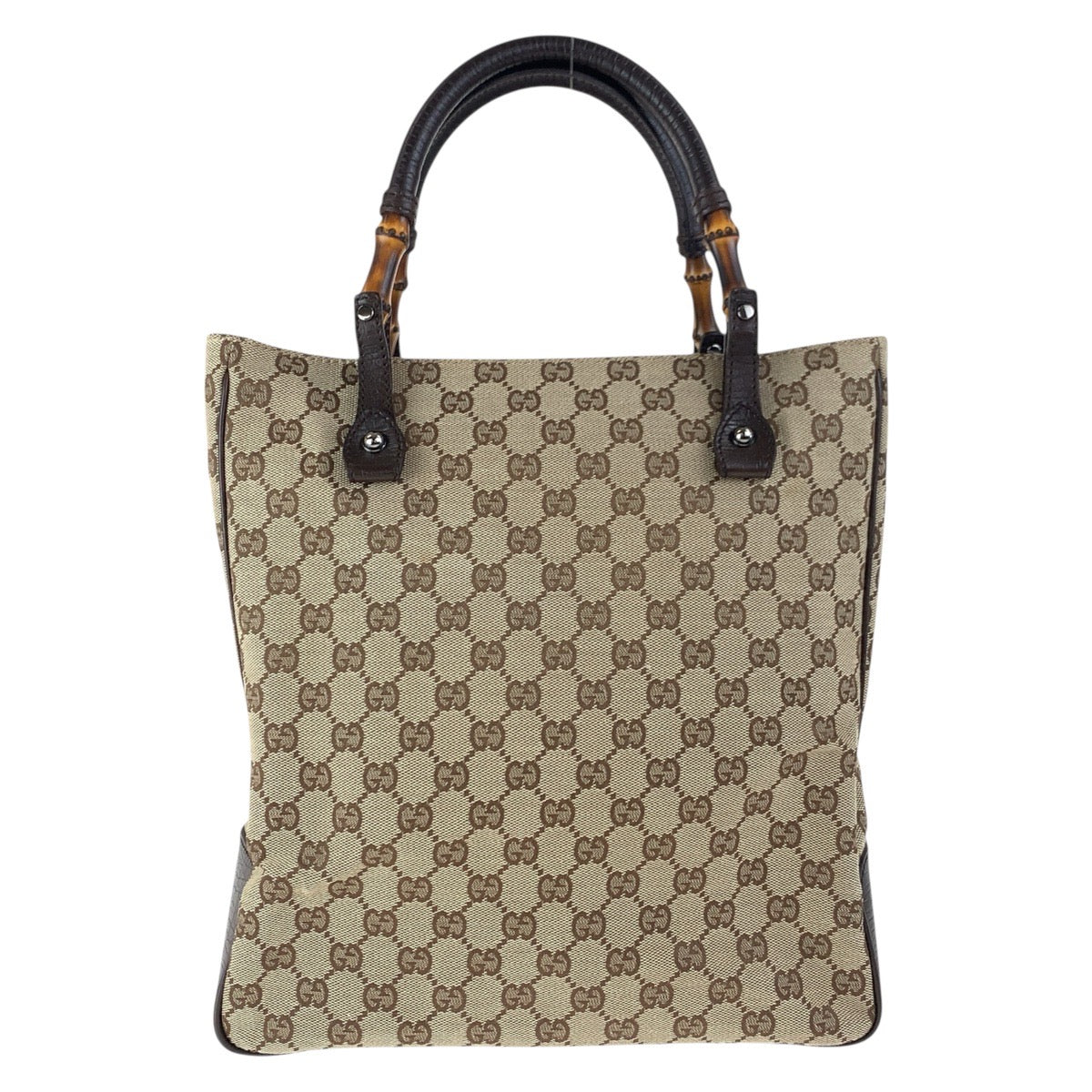 20136
GUCCI グッチ バンブー ベージュ ブラウン シルバー金具 GGキャンバス 112530 トートバッグ ハンドバッグ レディース ABP36