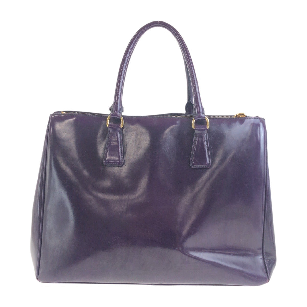 20139
PRADA プラダ ガレリア 三角ロゴプレート パープル ゴールド金具 エナメル トートバッグ ハンドバッグ レディース AB35