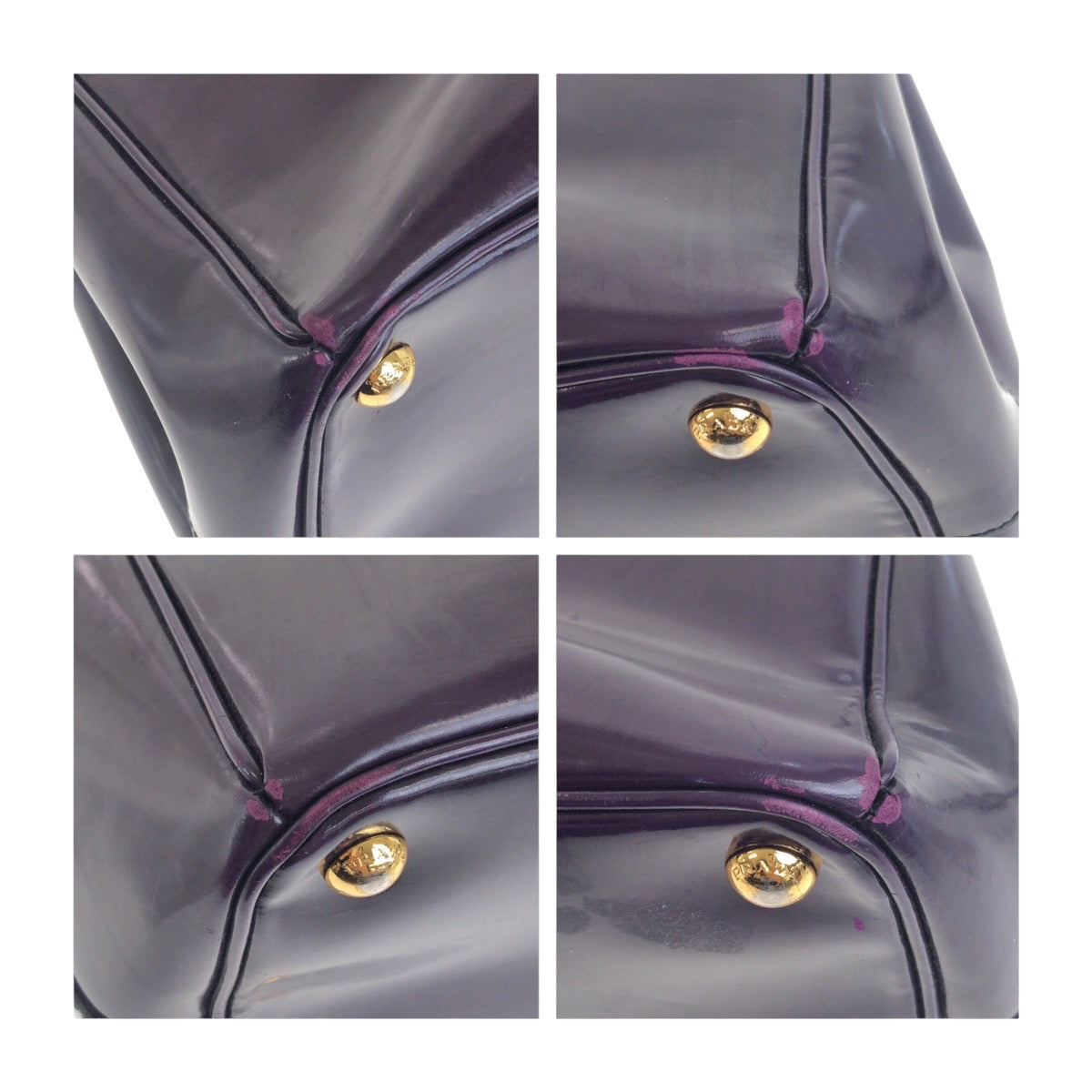 20139
PRADA プラダ ガレリア 三角ロゴプレート パープル ゴールド金具 エナメル トートバッグ ハンドバッグ レディース AB35