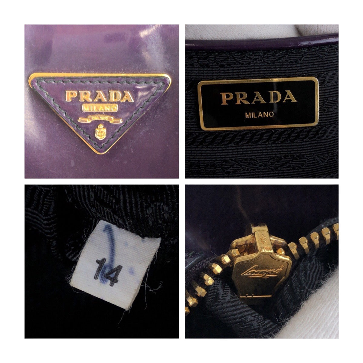 20139
PRADA プラダ ガレリア 三角ロゴプレート パープル ゴールド金具 エナメル トートバッグ ハンドバッグ レディース AB35