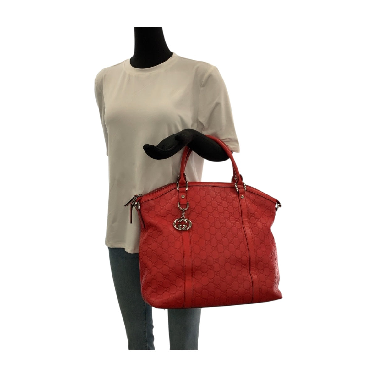 20142
GUCCI グッチ グッチシマ レッド シルバー金具 レザー 339551 ハンドバッグ ショルダーバッグ レディース ABP51