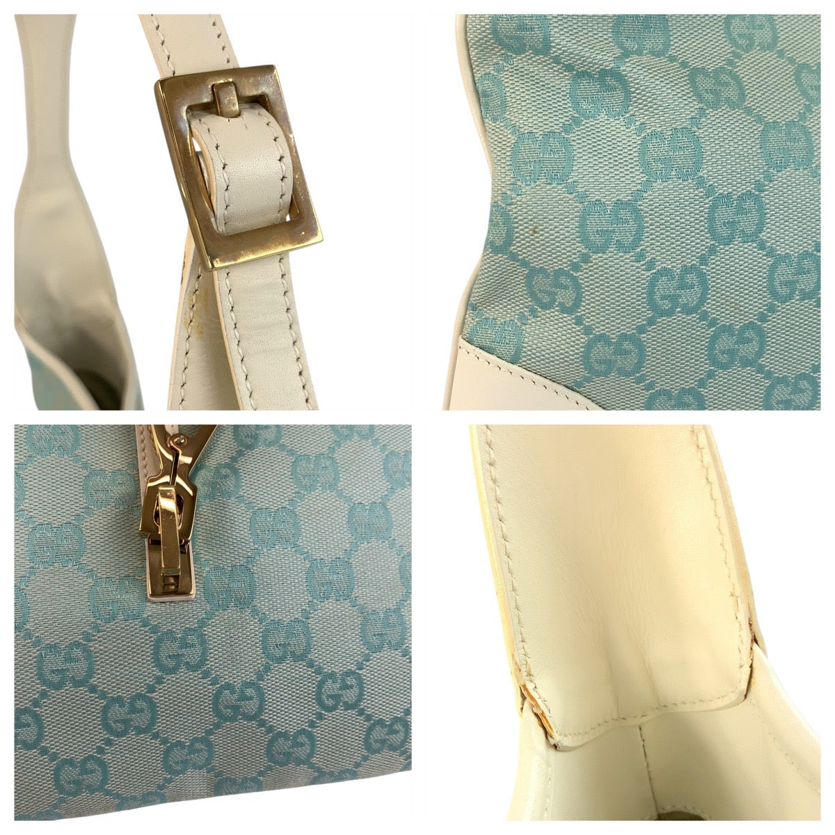 20144
GUCCI グッチ ジャッキー ライトブルー GGキャンバス / レザー 001 4057 ホーボー ショルダーバッグ レディース ABP37