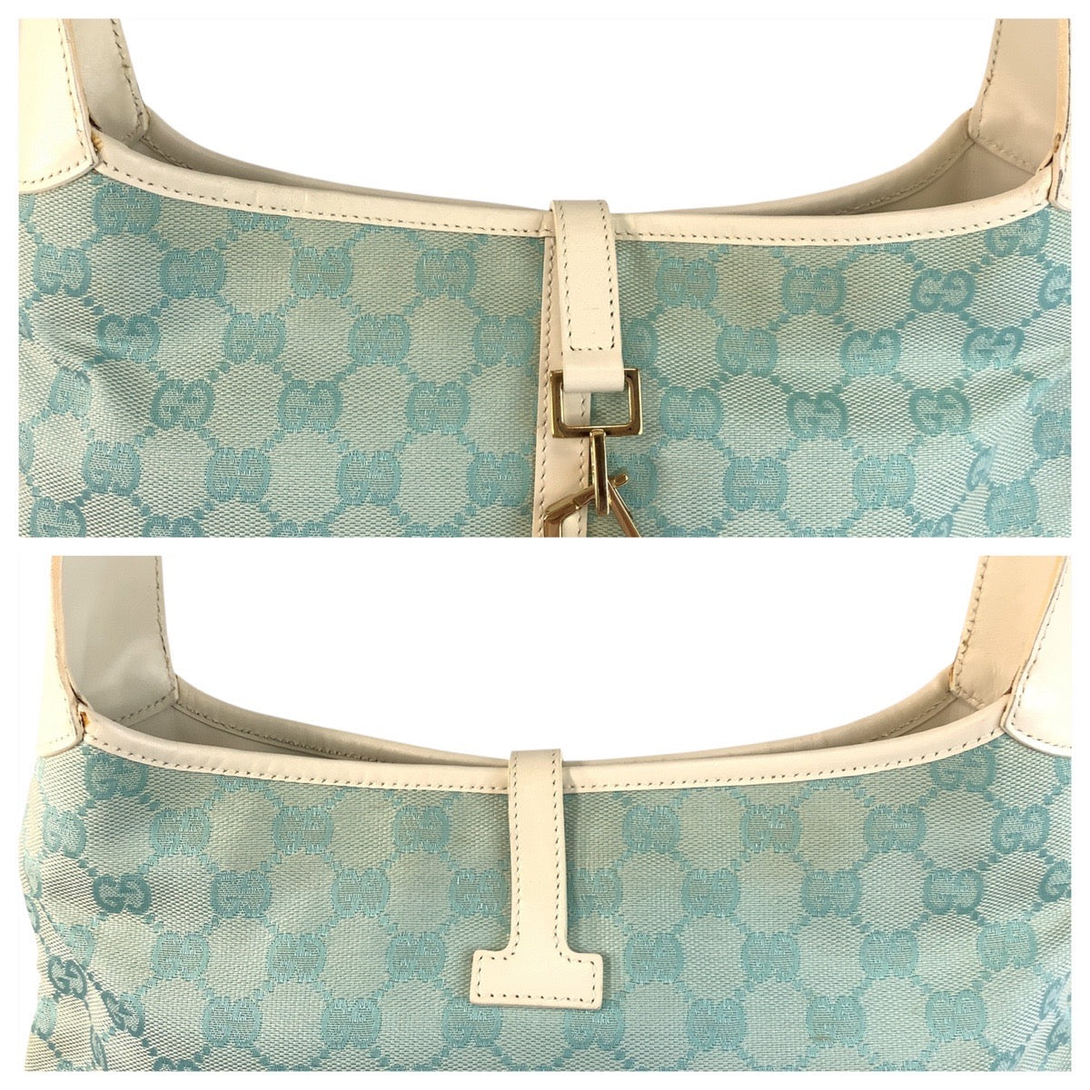 20144
GUCCI グッチ ジャッキー ライトブルー GGキャンバス / レザー 001 4057 ホーボー ショルダーバッグ レディース ABP37