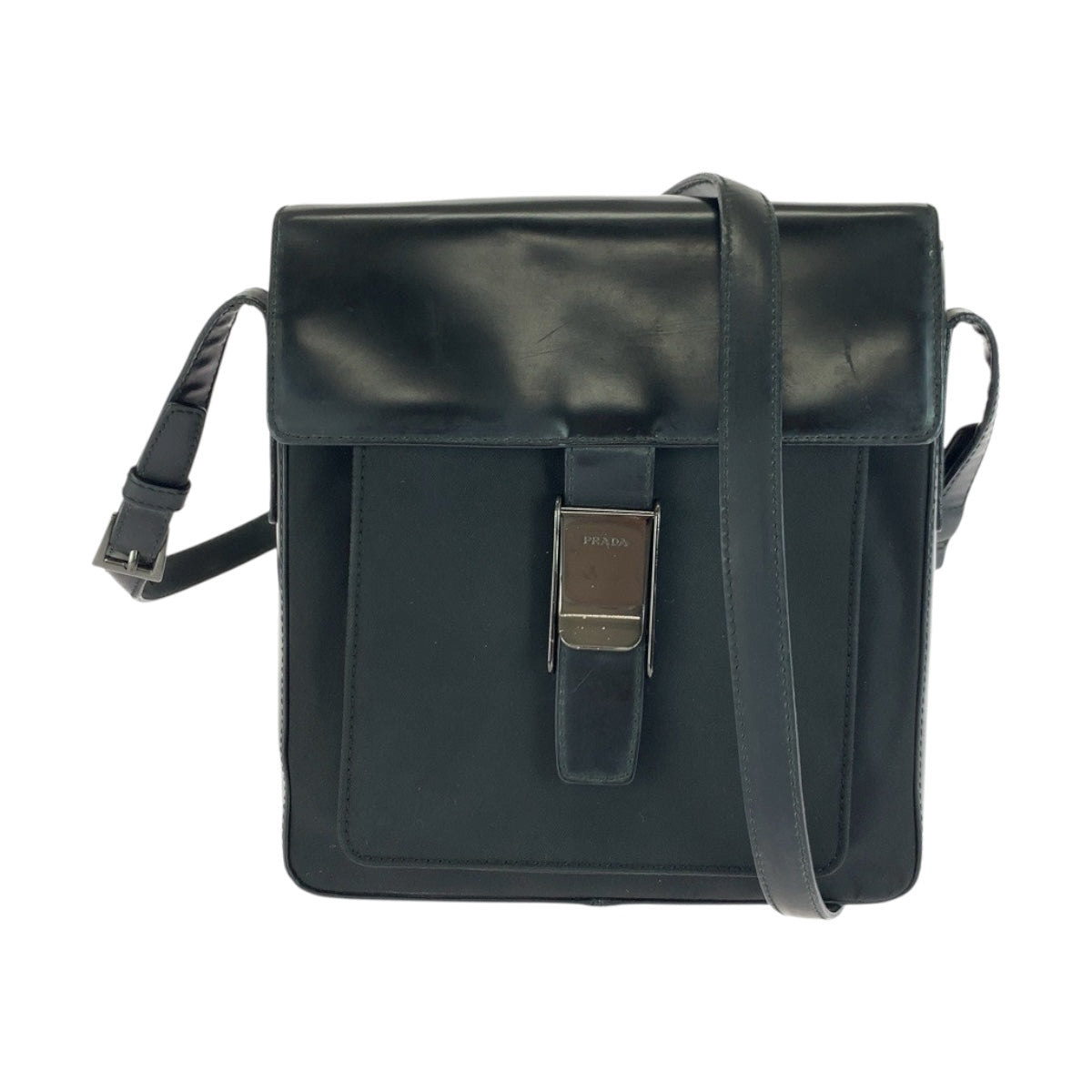 20145
PRADA プラダ ブラック 黒 シルバー金具 ナイロン / レザー ショルダーバッグ ポシェット レディース ABP28