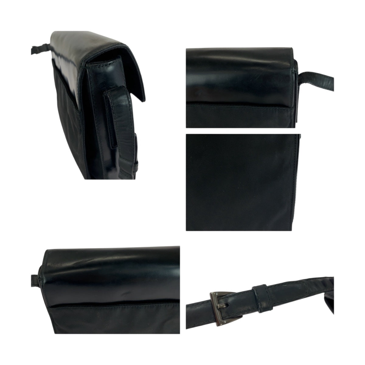 20145
PRADA プラダ ブラック 黒 シルバー金具 ナイロン / レザー ショルダーバッグ ポシェット レディース ABP28