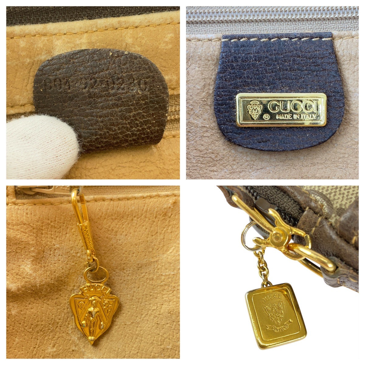 20148
GUCCI グッチ ヴィンテージ オールドグッチ ブラウン ベージュ ゴールド金具 GGスプリームキャンバス / レザー 004 92 0230 ショルダーバッグ ポシェット レディース AB23