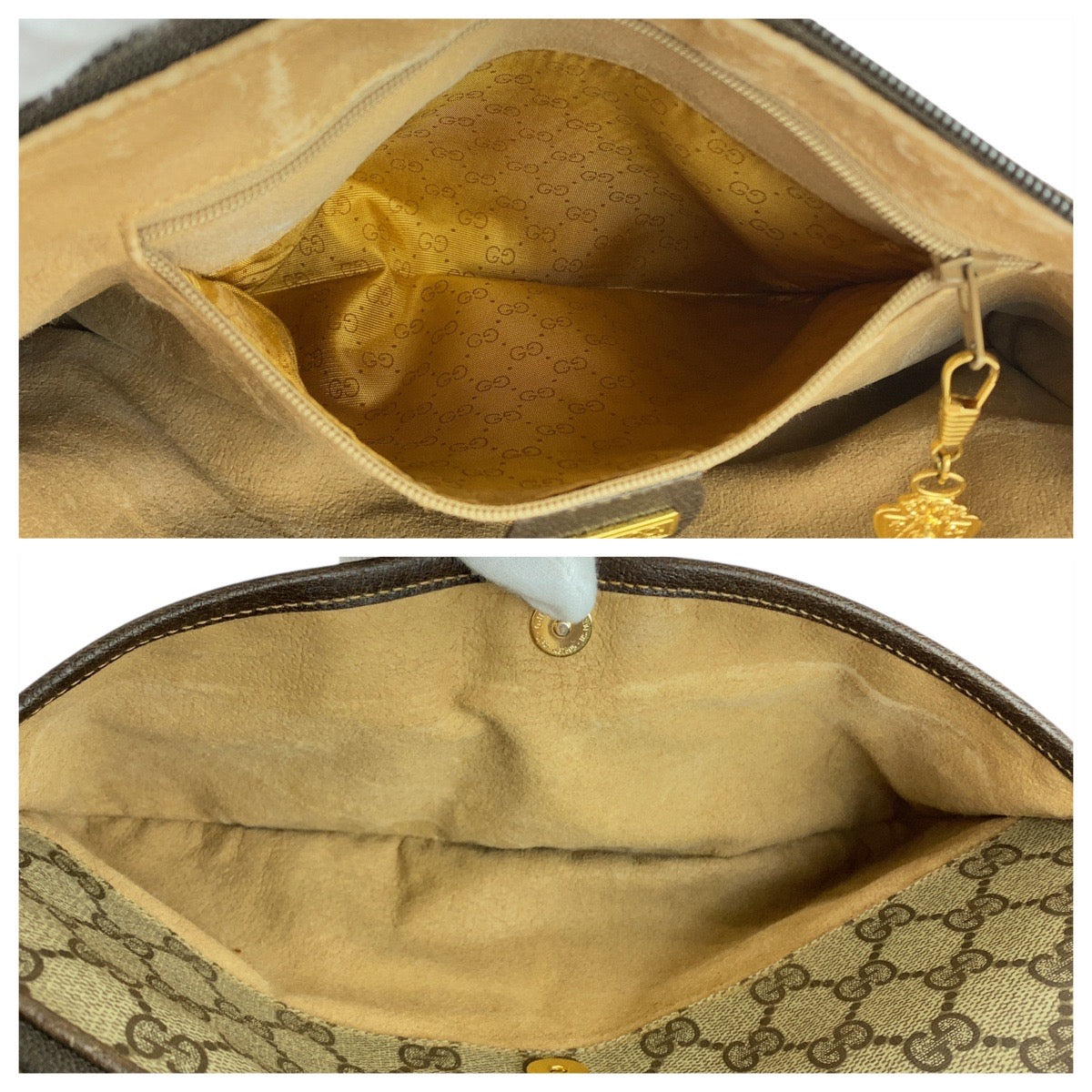 20148
GUCCI グッチ ヴィンテージ オールドグッチ ブラウン ベージュ ゴールド金具 GGスプリームキャンバス / レザー 004 92 0230 ショルダーバッグ ポシェット レディース AB23
