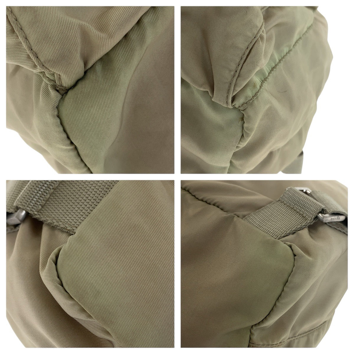 20149
PRADA プラダ テスート 三角ロゴプレート カーキ シルバー金具 ナイロン リュック・デイパック バックパック レディース AB30