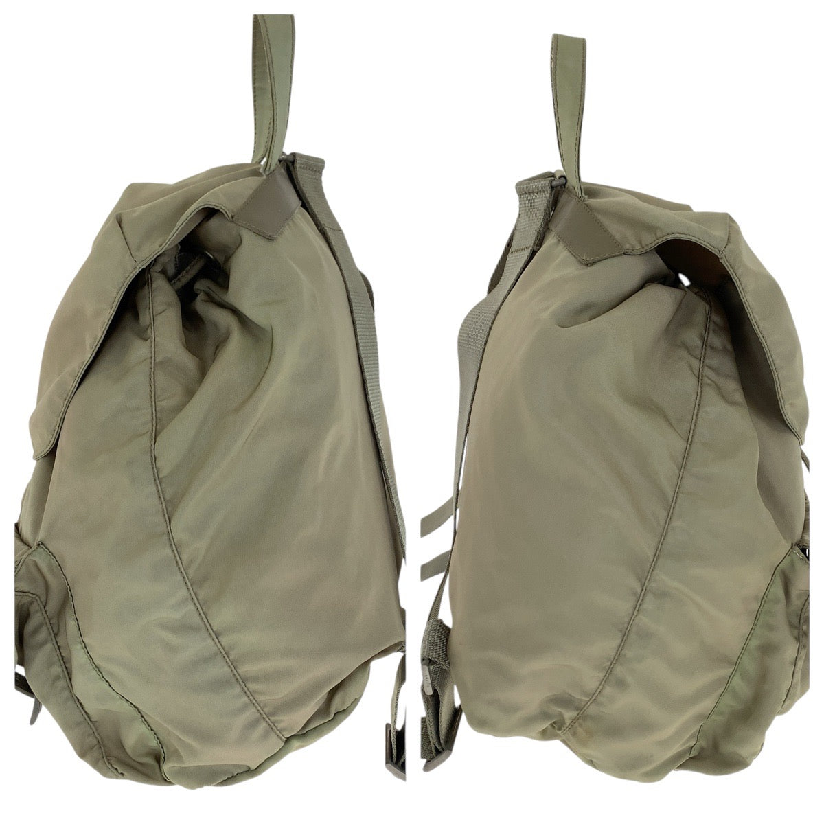 20149
PRADA プラダ テスート 三角ロゴプレート カーキ シルバー金具 ナイロン リュック・デイパック バックパック レディース AB30