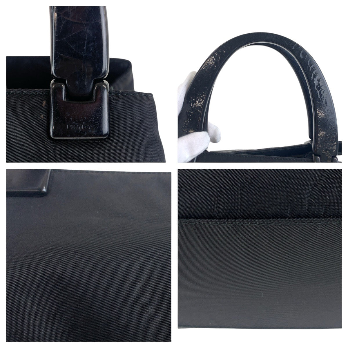 20150
PRADA プラダ テスート 三角ロゴプレート ブラック 黒 シルバー金具 ナイロン / プラスチック トートバッグ ハンドバッグ レディース AB16