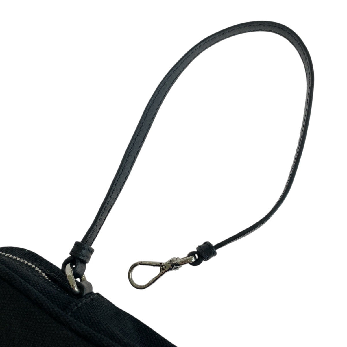 20152
PRADA プラダ ブラック 黒 シルバー金具 キャンバス / レザー クラッチバッグ ポーチ 男女兼用 メンズ A30