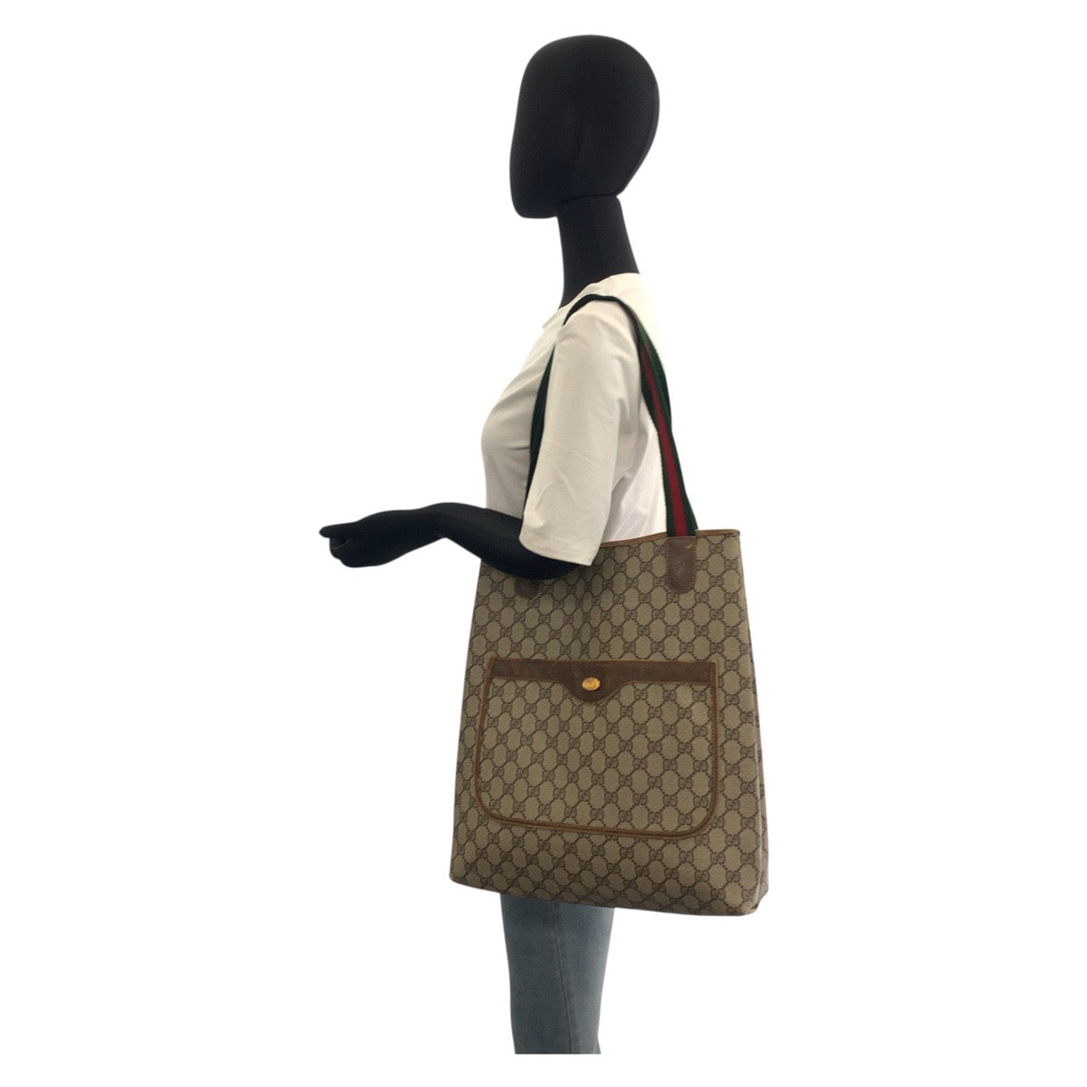 20153
GUCCI グッチ ヴィンテージ シェリーライン オールドグッチ ベージュ ゴールド金具 GGスプリームキャンバス / レザー 16 002 4487 トートバッグ ショルダーバッグ レディース AB21