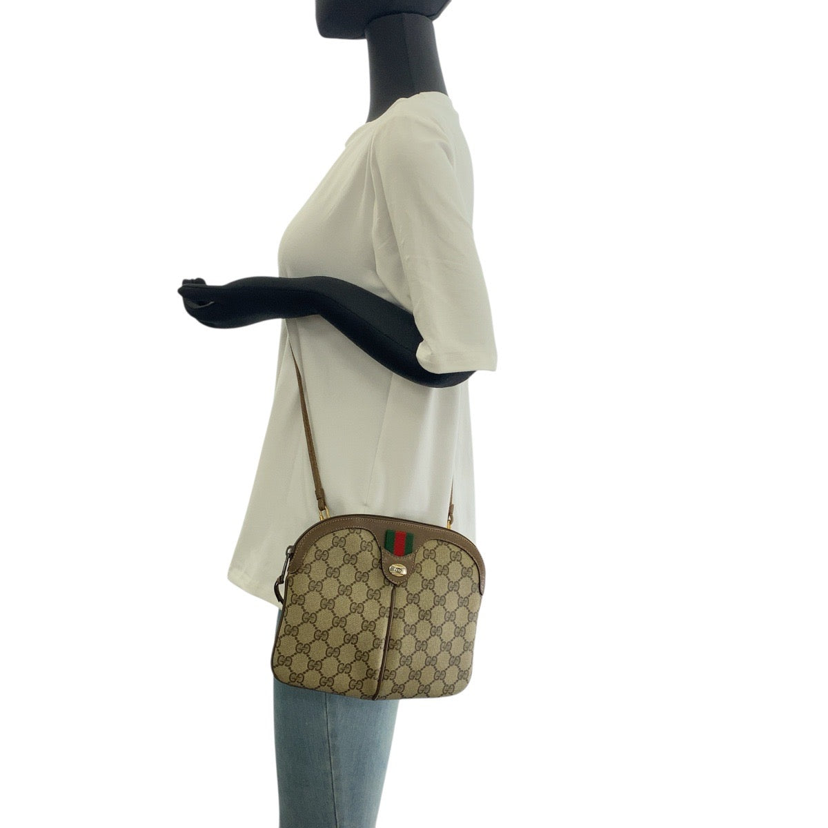 20154
GUCCI グッチ ヴィンテージ オールドグッチ シェリーライン ベージュ ブラウン ゴールド金具 GGスプリームキャンバス / レザー 904 02 047 ショルダーバッグ ポシェット レディース AB28