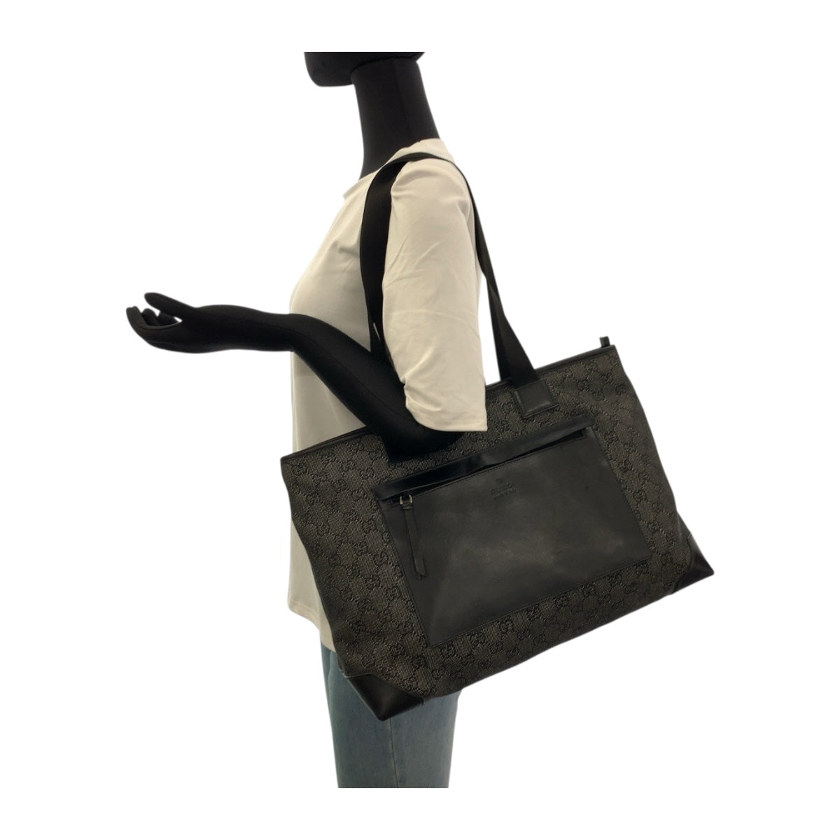 20155
GUCCI グッチ ブラック 黒 シルバー金具 GGキャンバス 34339 ハンドバッグ ショルダーバッグ レディース ABP29
