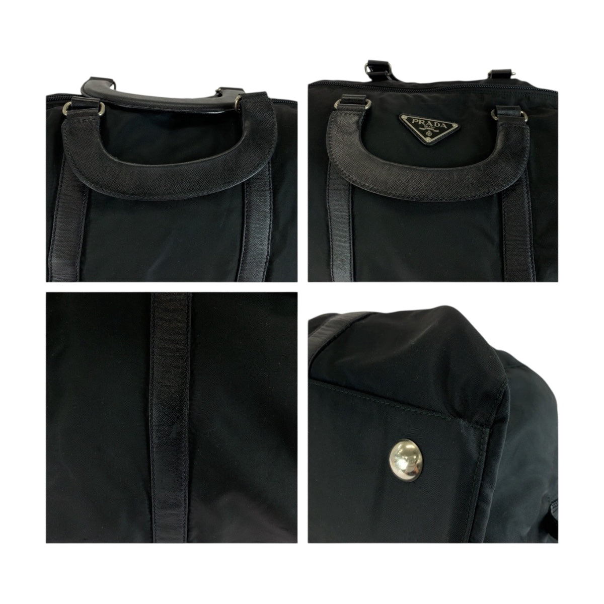 20156
PRADA プラダ テスート 三角ロゴプレート ブラック 黒 シルバー金具 ナイロン ボストンバッグ ハンドバッグ メンズ ABP42