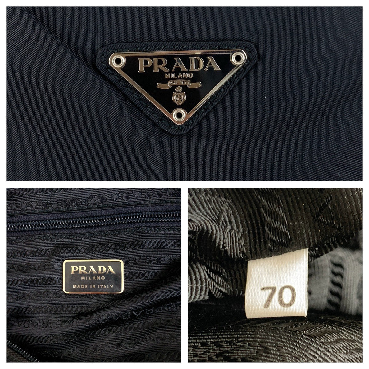 20160
PRADA プラダ テスート 三角ロゴプレート ブラック 黒 シルバー金具 ナイロン トートバッグ ショルダーバッグ レディース A42