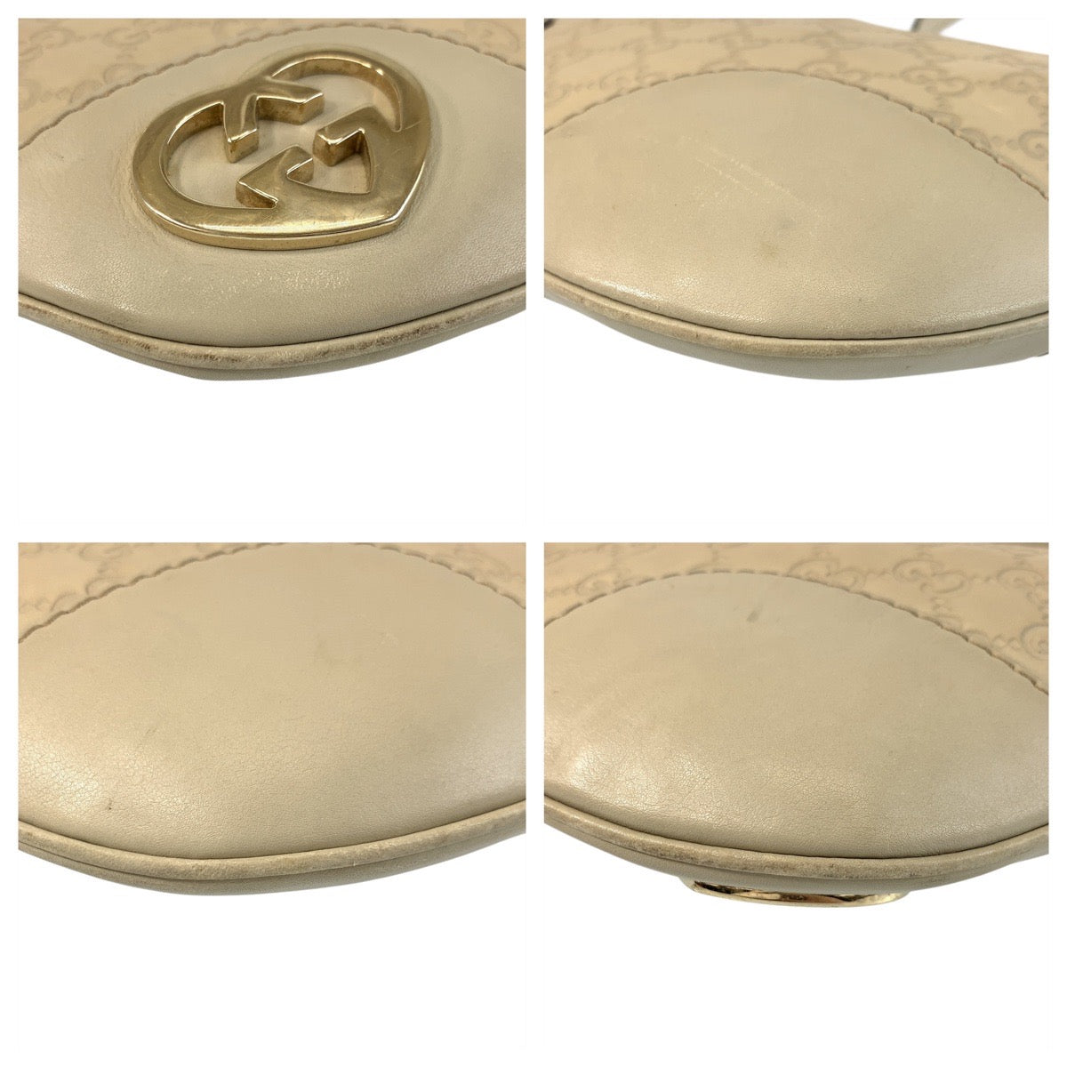 20163
GUCCI グッチ グッチシマ ラブリー ベージュ アイボリー ゴールド金具 レザー 257072 ショルダーバッグ ポシェット レディース AB28