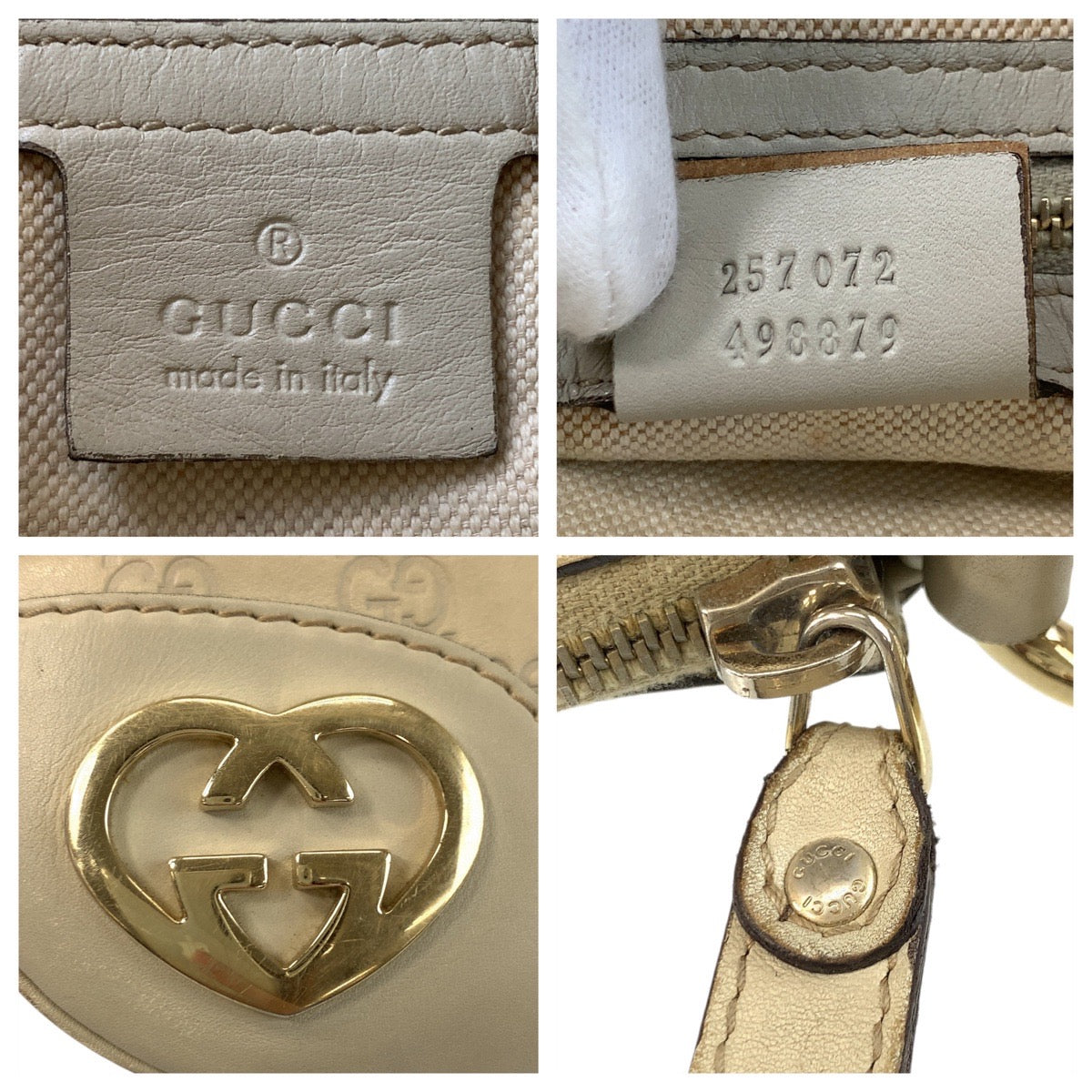 20163
GUCCI グッチ グッチシマ ラブリー ベージュ アイボリー ゴールド金具 レザー 257072 ショルダーバッグ ポシェット レディース AB28