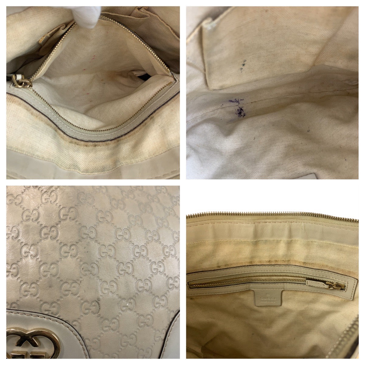 20163
GUCCI グッチ グッチシマ ラブリー ベージュ アイボリー ゴールド金具 レザー 257072 ショルダーバッグ ポシェット レディース AB28