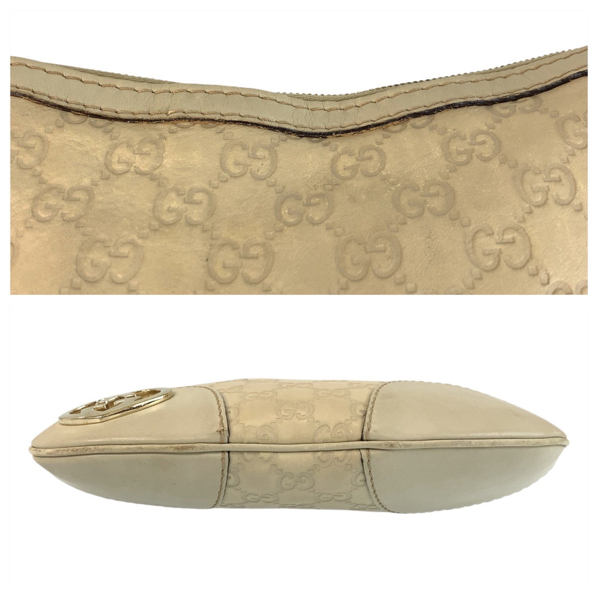 20163
GUCCI グッチ グッチシマ ラブリー ベージュ アイボリー ゴールド金具 レザー 257072 ショルダーバッグ ポシェット レディース AB28