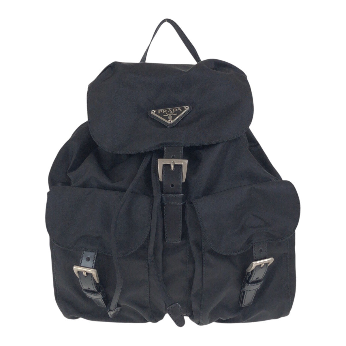 20168
PRADA プラダ テスート 三角ロゴプレート ブラック 黒 シルバー金具 ナイロン バックパック リュック レディース ABP63