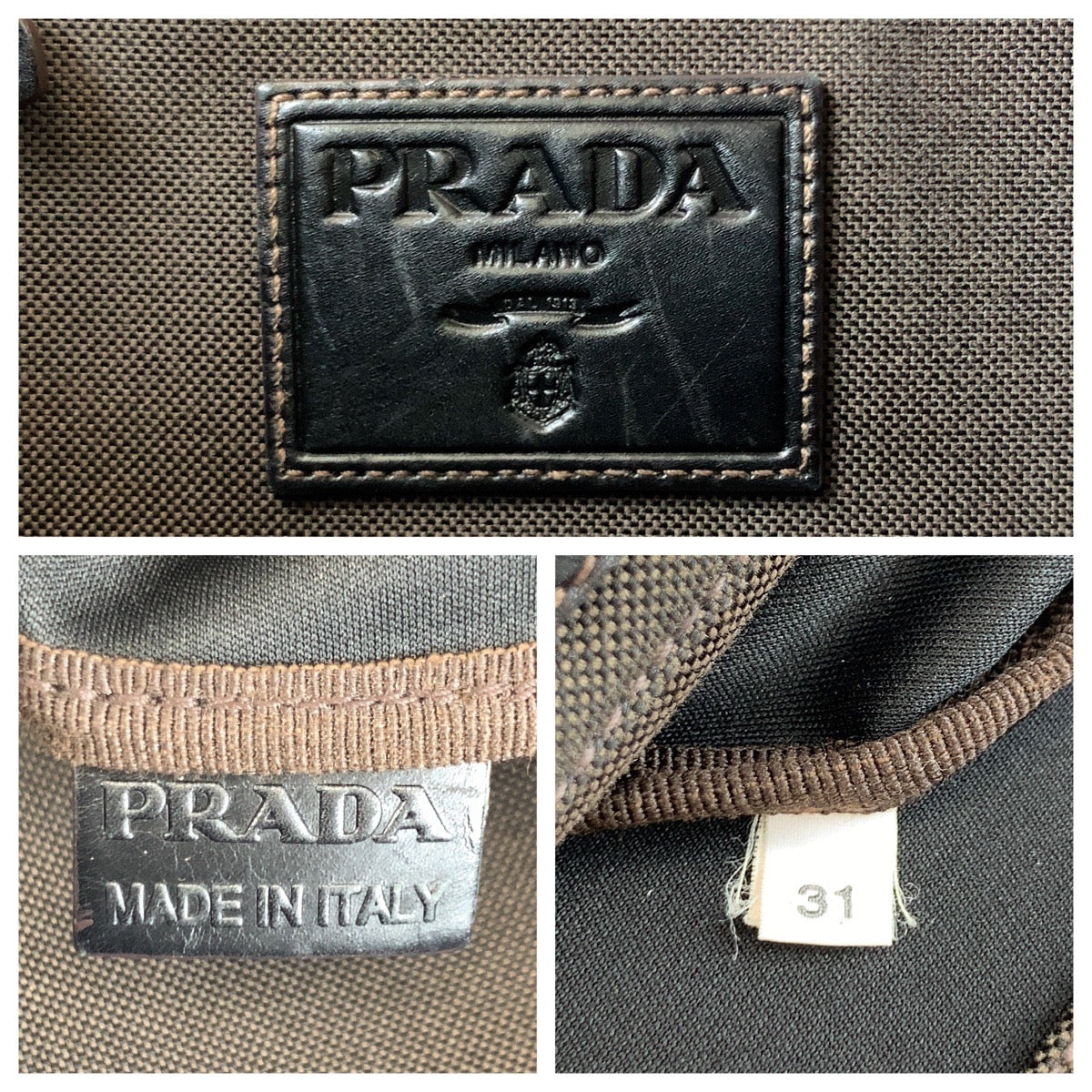 20170
PRADA プラダ ロゴジャガード ブラウン シルバー金具 キャンバス / レザー トートバッグ ショルダーバッグ レディース ABP35