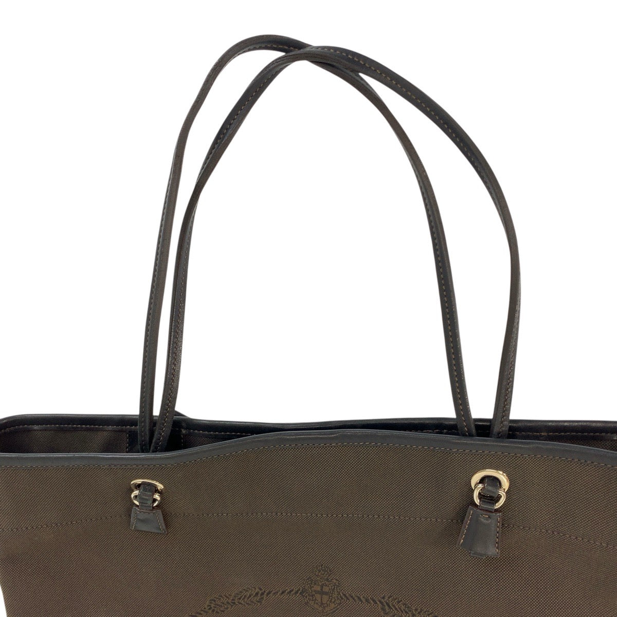 20170
PRADA プラダ ロゴジャガード ブラウン シルバー金具 キャンバス / レザー トートバッグ ショルダーバッグ レディース ABP35