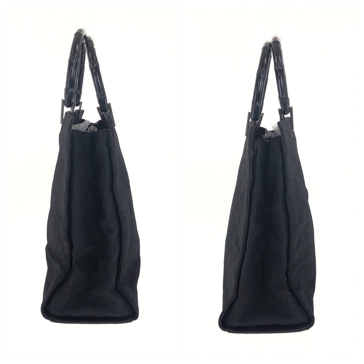 20173
GUCCI グッチ バンブー ブラック 黒 シルバー金具 GGキャンバス 002・1010 ハンドバッグ トートバッグ レディース AB28