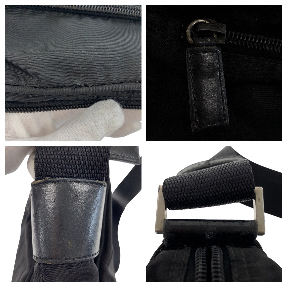 20174
PRADA プラダ テスート 三角ロゴプレート ブラック 黒 シルバー金具 ナイロン ショルダーバッグ ポシェット レディース AB35