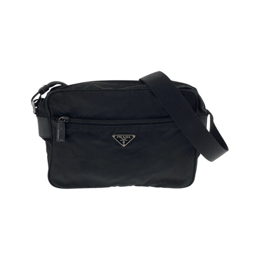 20174
PRADA プラダ テスート 三角ロゴプレート ブラック 黒 シルバー金具 ナイロン ショルダーバッグ ポシェット レディース AB35