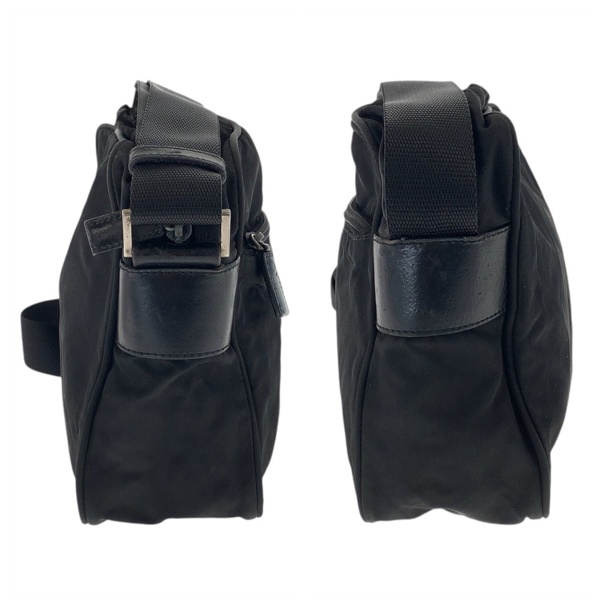 20174
PRADA プラダ テスート 三角ロゴプレート ブラック 黒 シルバー金具 ナイロン ショルダーバッグ ポシェット レディース AB35